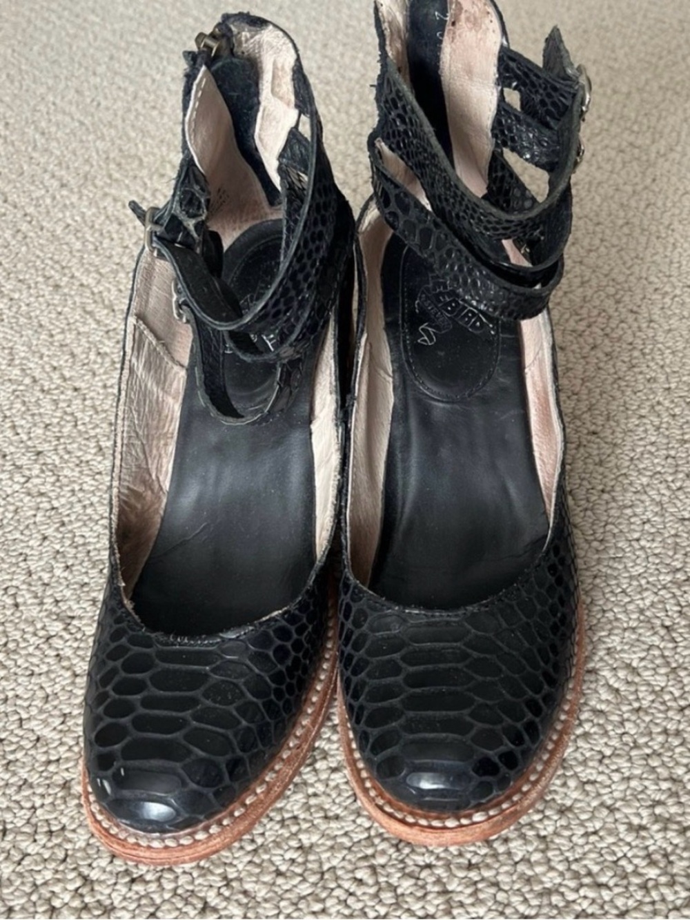 Freebird by Steven Black Textured Leather Ankle Booties